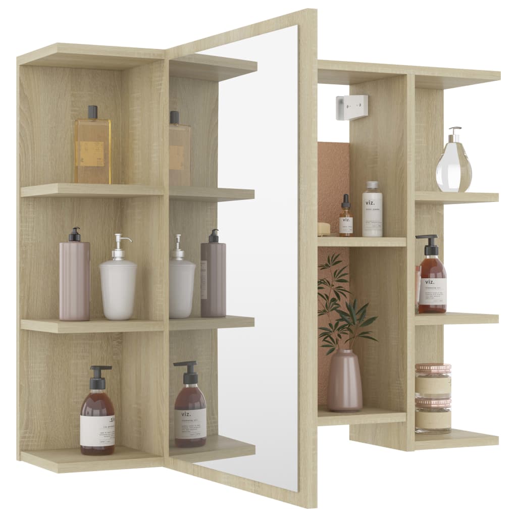 vidaXL Bathroom Mirror Cabinet Sonoma Oak 31.5"x8.1"x25.2" Engineered Wood