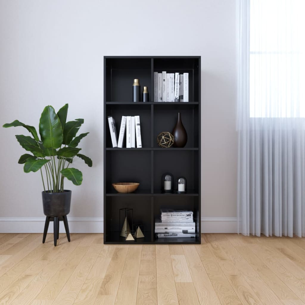 vidaXL Book Cabinet/Sideboard Black 26"x11.8"x51.2" Engineered Wood