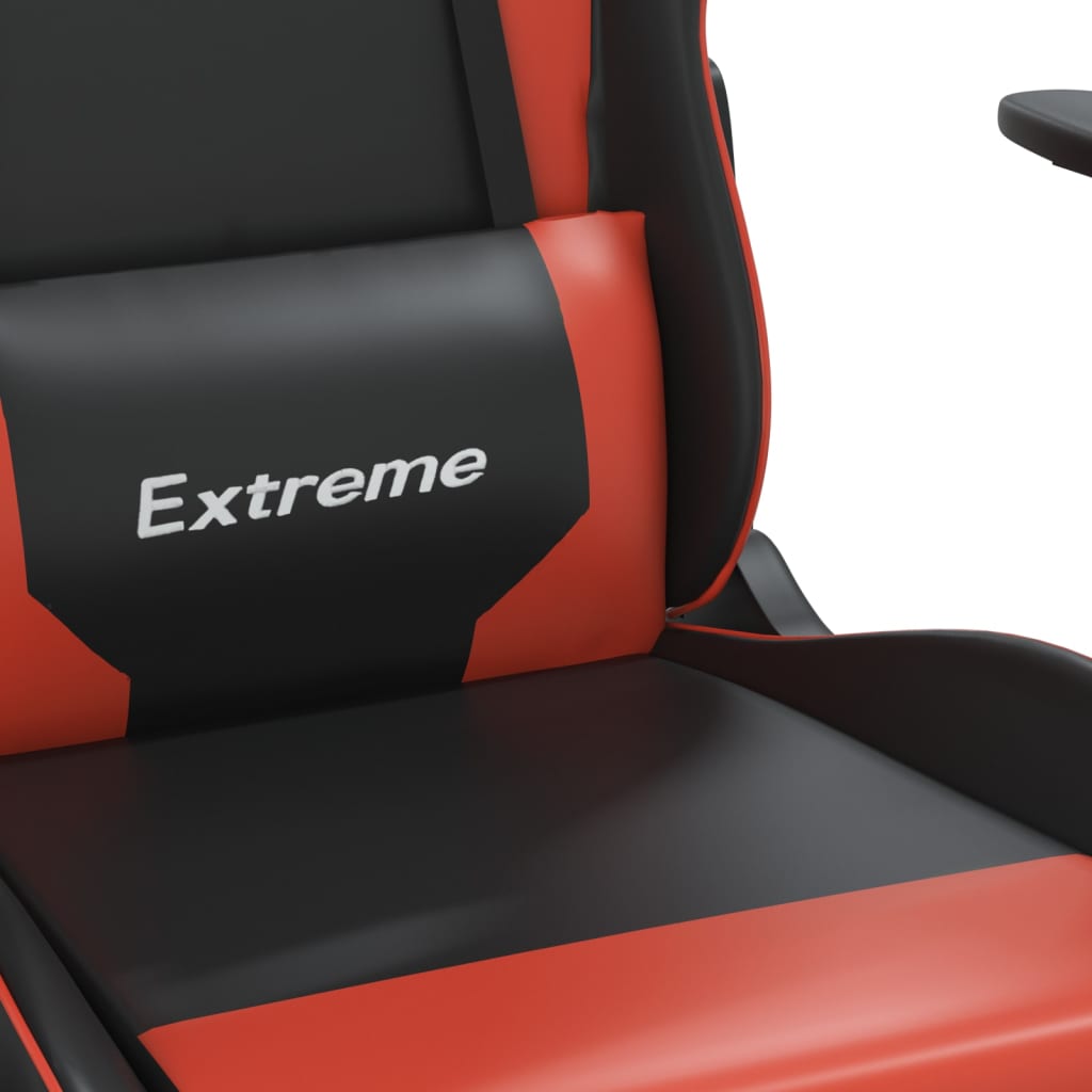 vidaXL Massage Gaming Chair with Footrest Black&Red Faux Leather