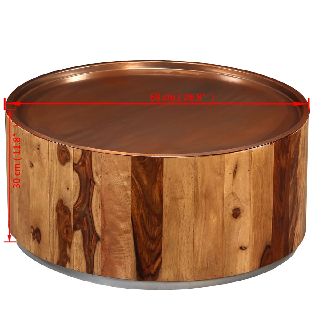 vidaXL Coffee Table Solid Sheesham Wood and Steel 26.8"