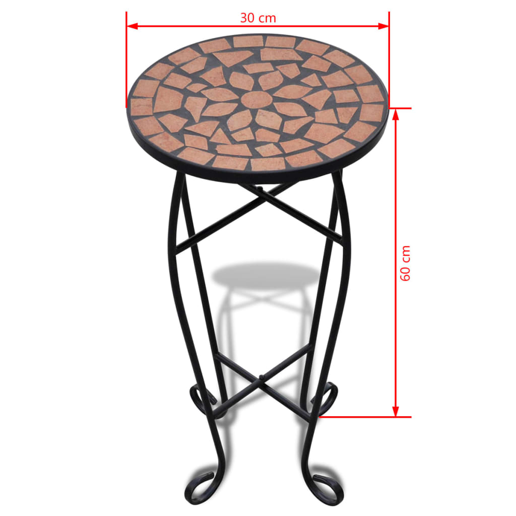 vidaXL Mosaic Side Table Plant Table Terracotta