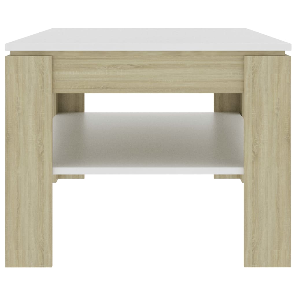 vidaXL Coffee Table White and Sonoma Oak 43.3"x23.6"x18.5" Engineered Wood