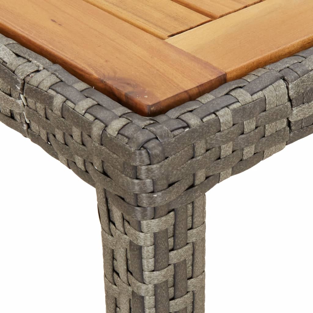 vidaXL Patio Table 59.1"x35.4"x29.5" Poly Rattan and Acacia Wood Gray