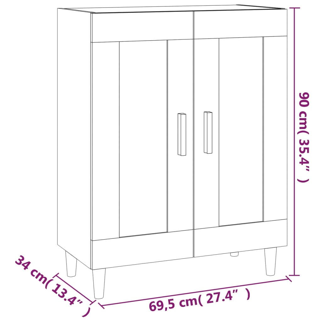 vidaXL Sideboard White 27.4"x13.4"x35.4" Engineered Wood