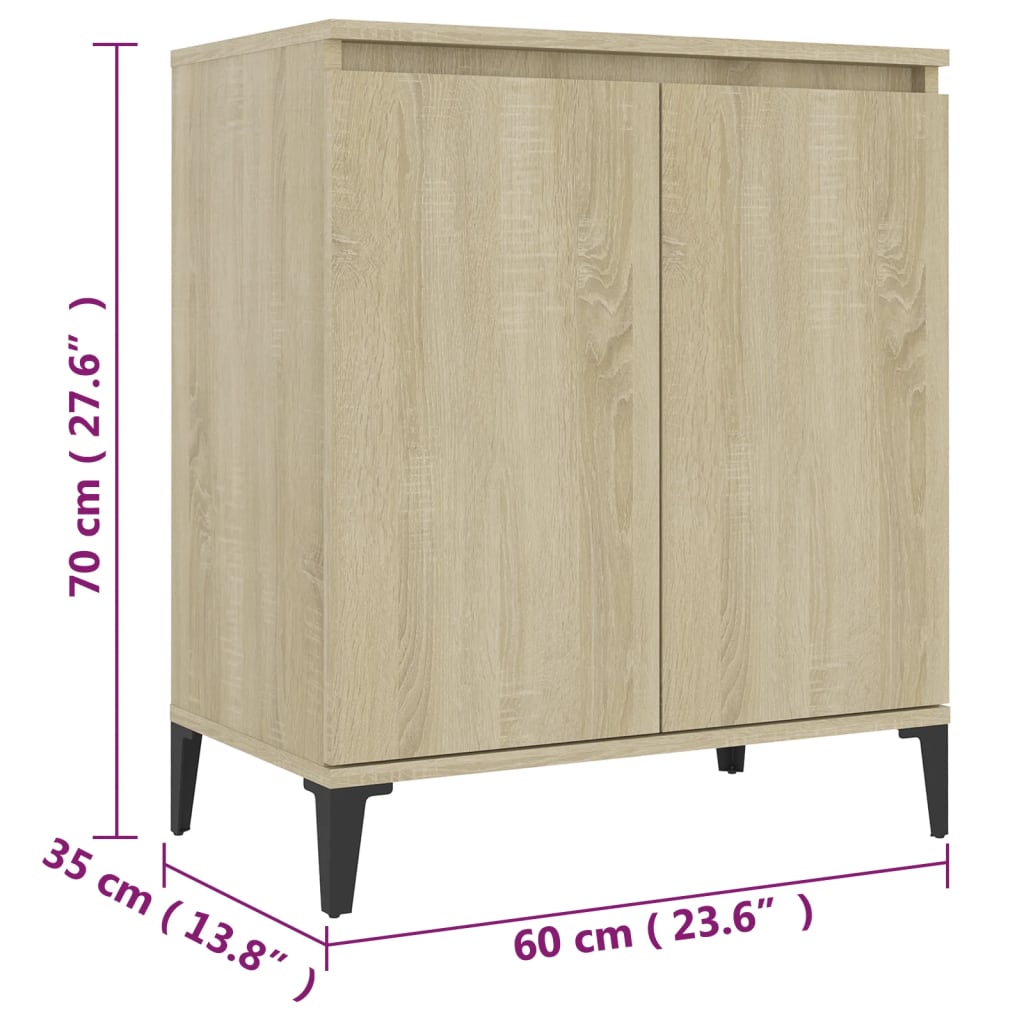 vidaXL Sideboard Sonoma Oak 23.6"x13.8"x27.6" Engineered Wood