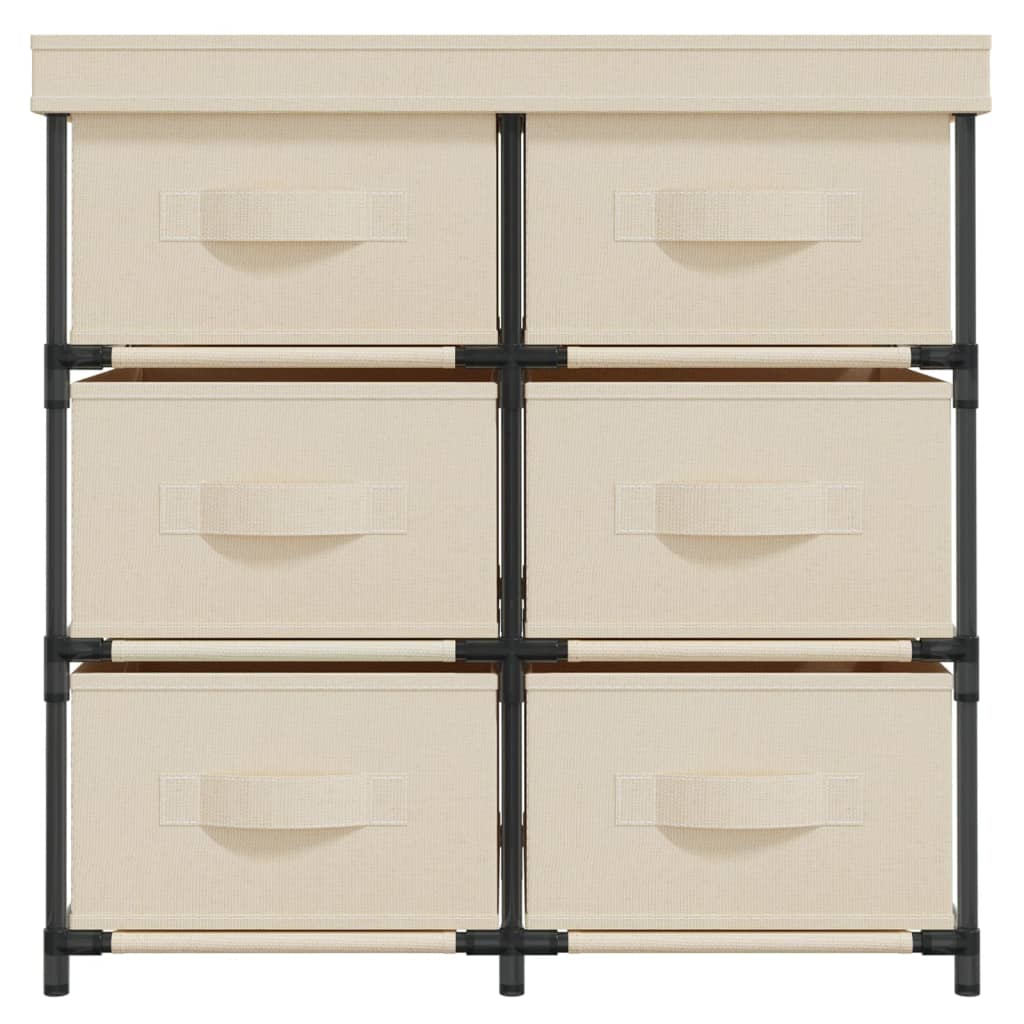 vidaXL Storage Cabinet with 6 Drawers 21.7"x11.4"x21.7" Cream Steel