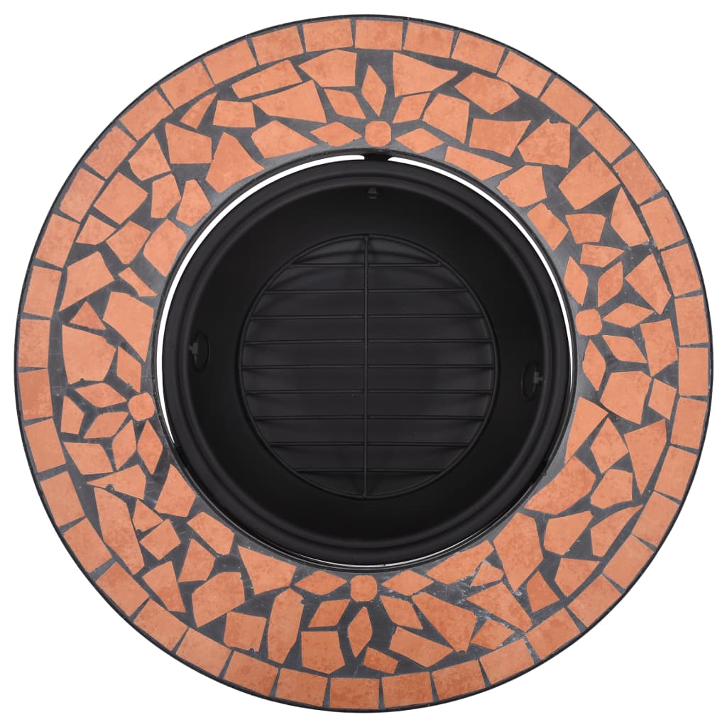 vidaXL Mosaic Fire Pit Terracotta 26.8" Ceramic