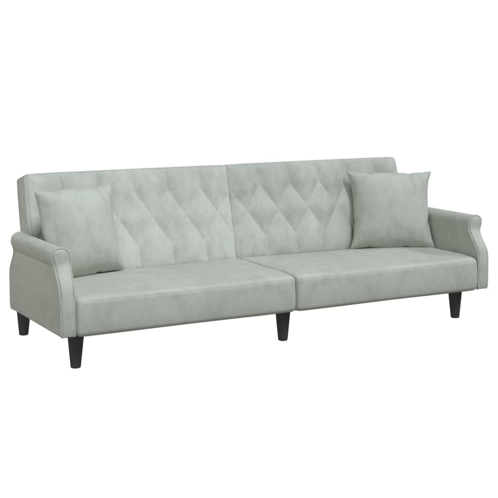 vidaXL Sofa Bed with Armrests Light Gray Velvet