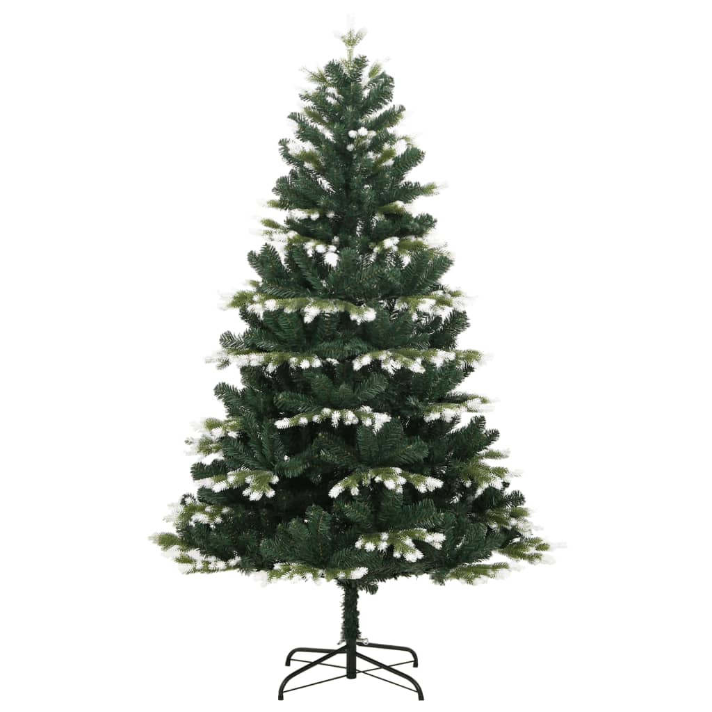 vidaXL Artificial Hinged Christmas Tree 150 LEDs & Flocked Snow 59.1"