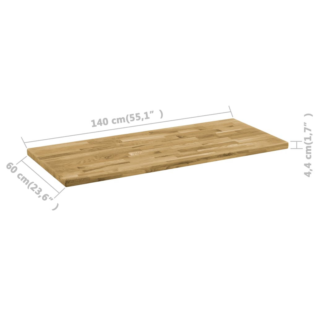 vidaXL Table Top Solid Oak Wood Rectangular 1.7" 55.1"x23.6"
