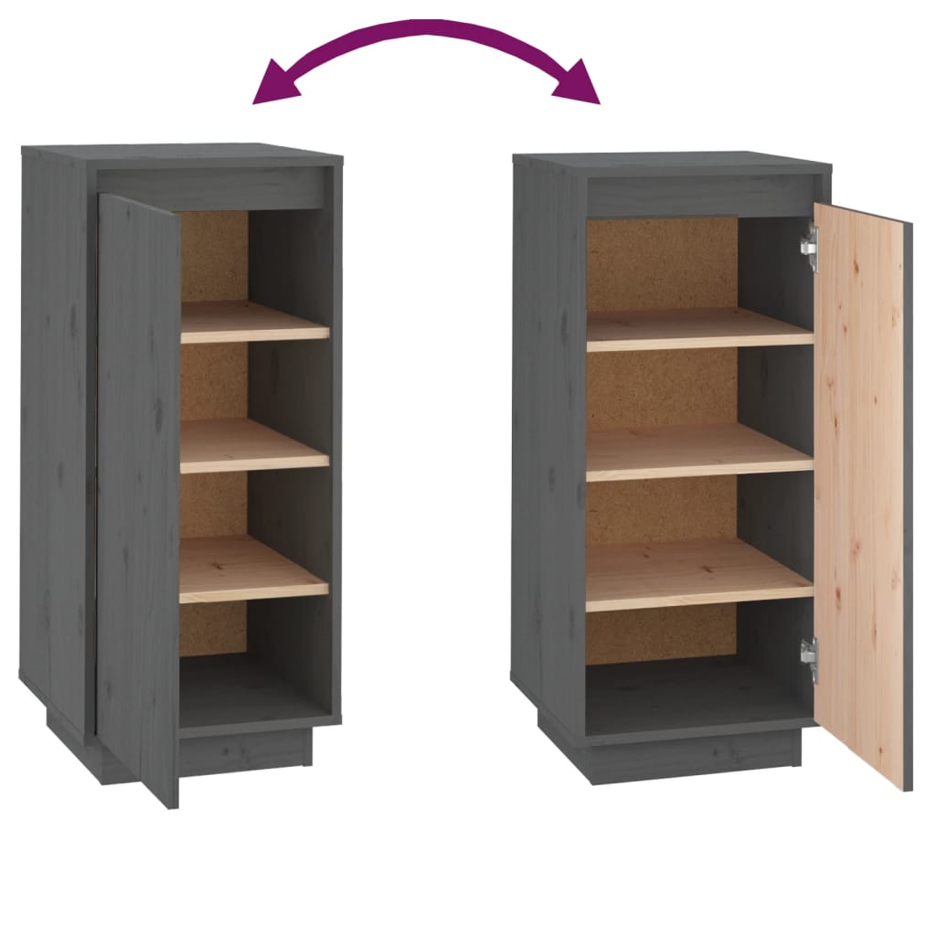 vidaXL Shoe Cabinet Gray 13.8"x13.8"x31.5" Solid Wood Pine