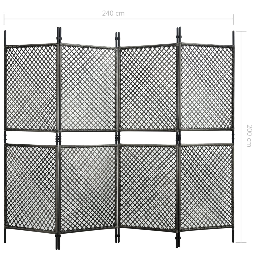 vidaXL Fence Panel Poly Rattan 7.9'x6.6' Anthracite