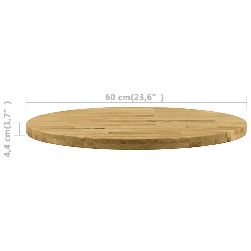 vidaXL Table Top Solid Oak Wood Round 1.7" 23.6"