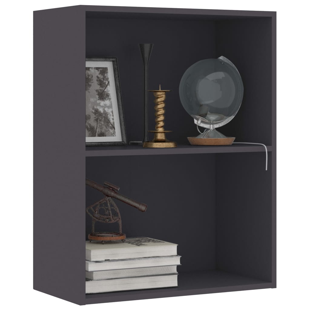 vidaXL 2-Tier Book Cabinet Gray 23.6"x11.8"x30.1" Engineered Wood