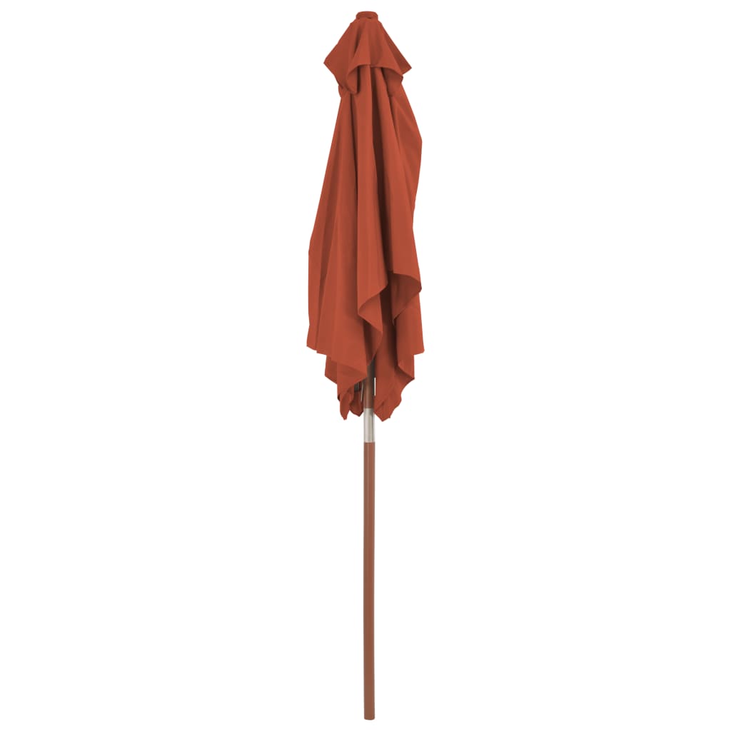 vidaXL Outdoor Parasol with Wooden Pole 59.1"x78.7" Terracotta
