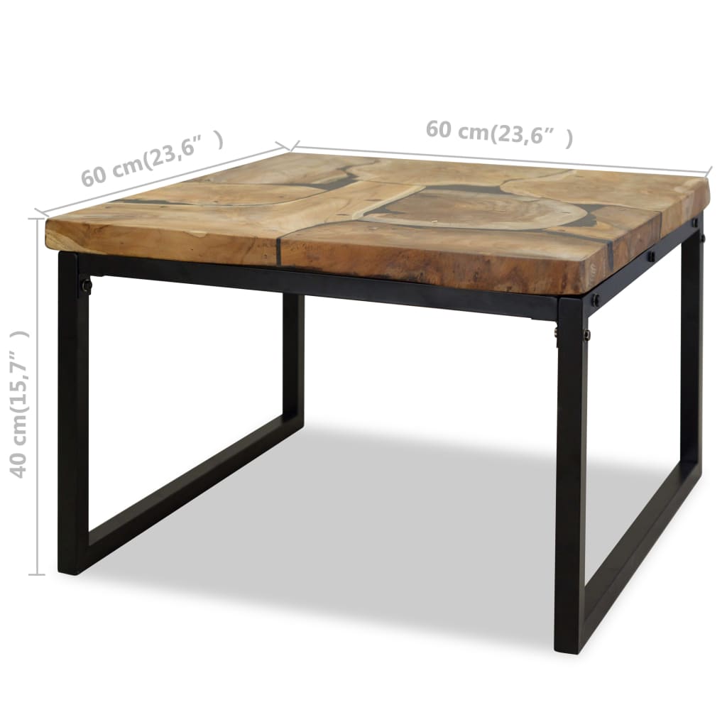 vidaXL Coffee Table Teak Resin 23.6"x23.6"x15.7"