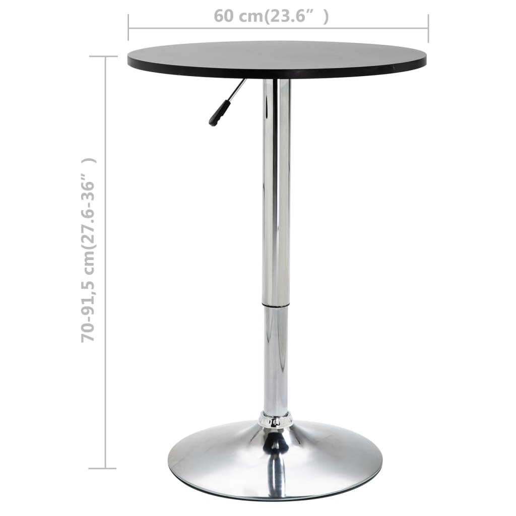 vidaXL Bar Table Black Ø23.6" MDF
