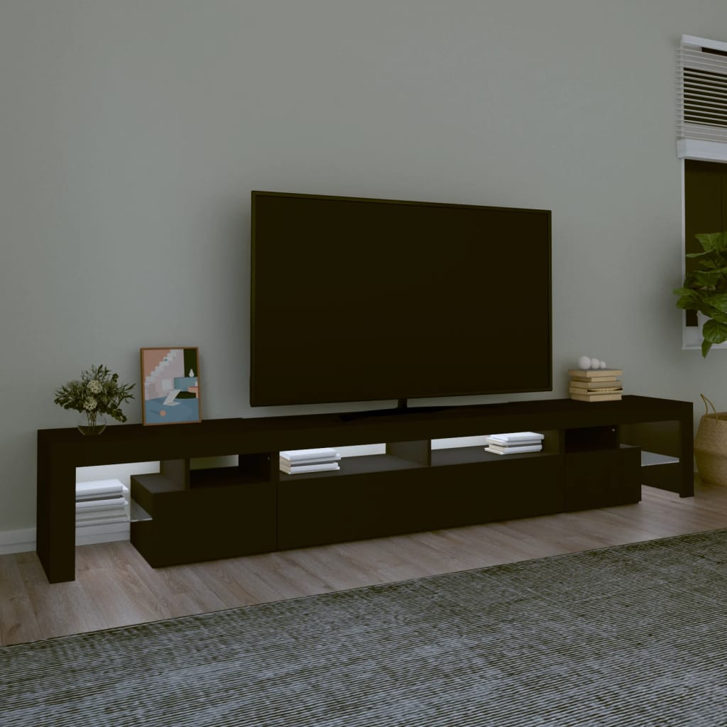 vidaXL TV Stand with LED Lights Black 102.4"x14.4"x15.7"