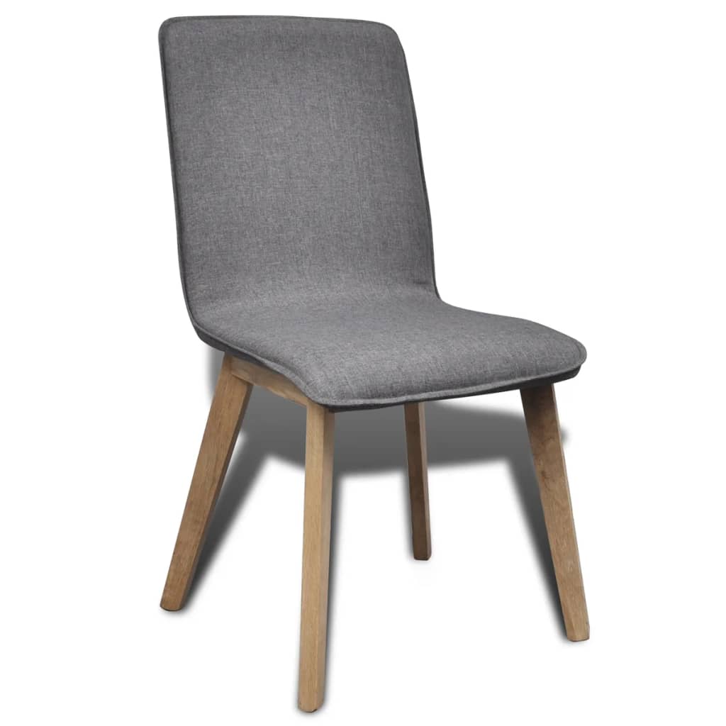 vidaXL Dining Chairs 4 pcs Dark Gray Fabric and Solid Oak Wood