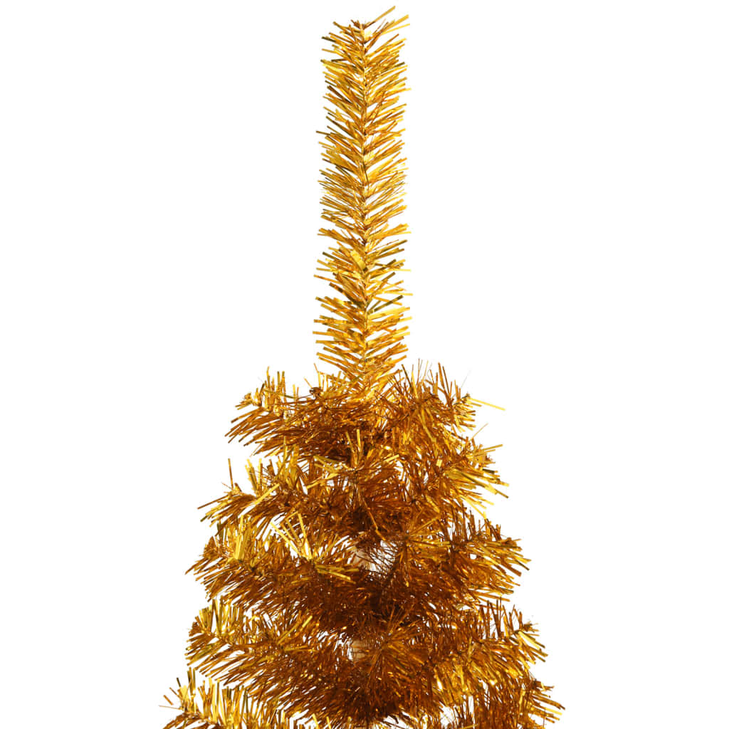vidaXL Artificial Half Christmas Tree with Stand Gold 6 ft PET