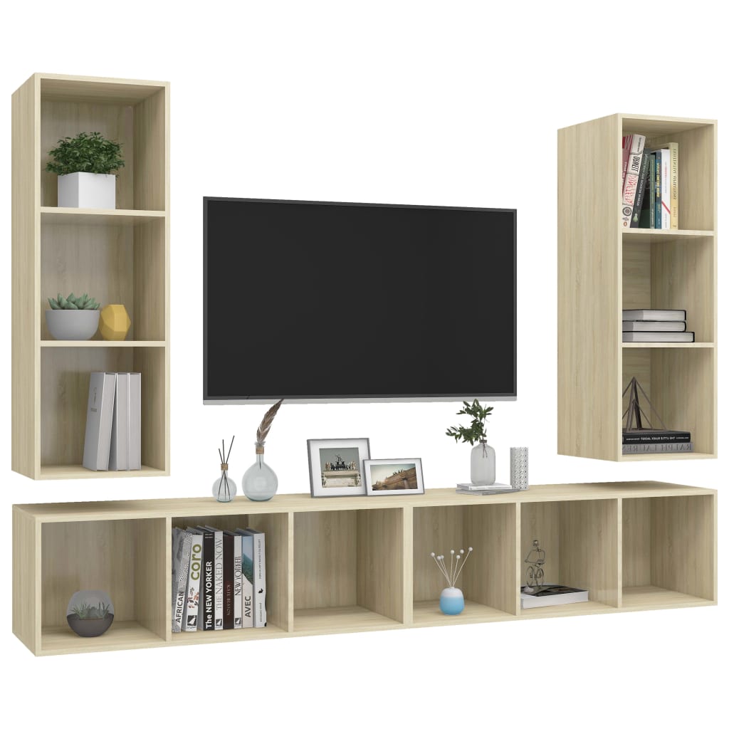 vidaXL Wall-mounted TV Cabinets 4 pcs Sonoma Oak Chipboard