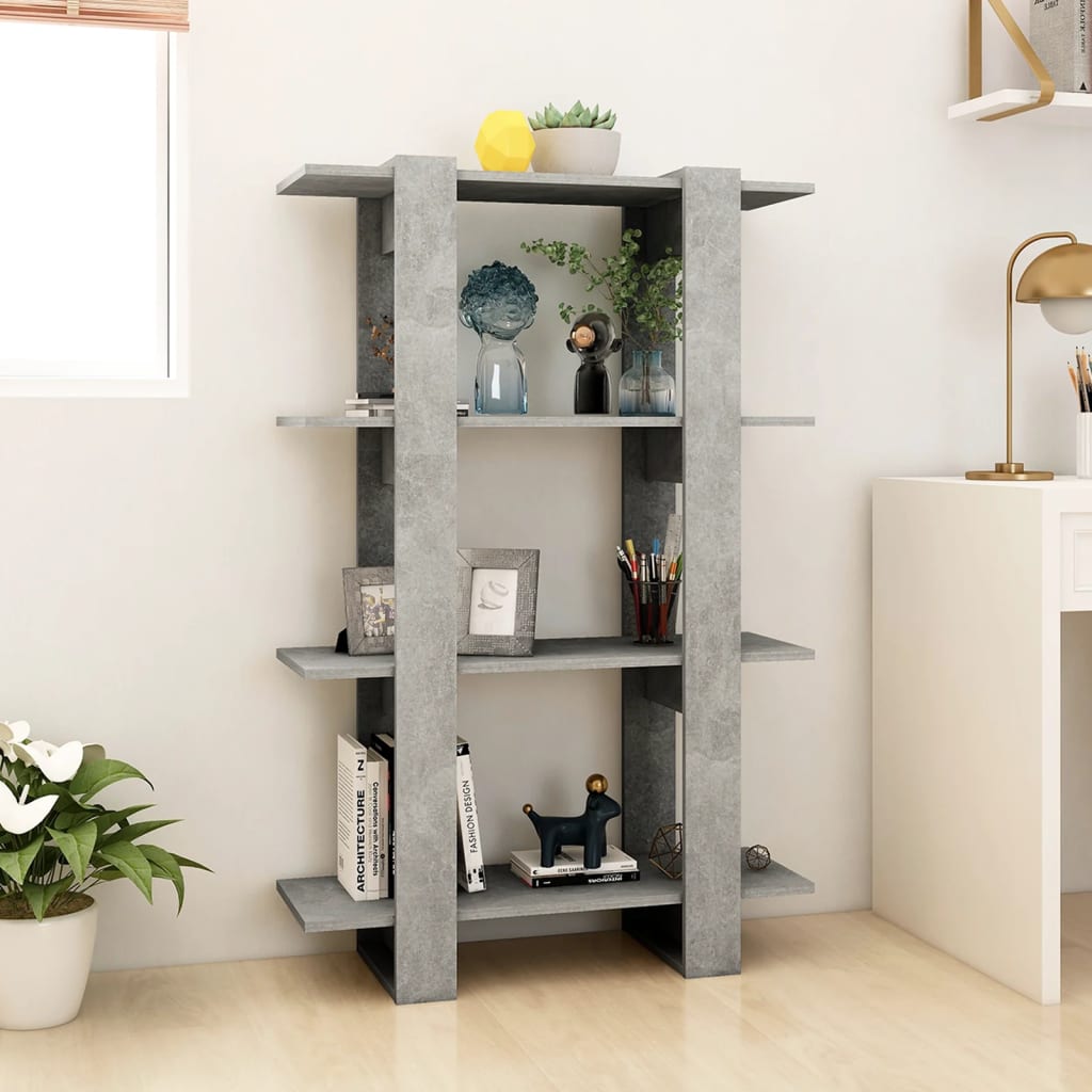 vidaXL Book Cabinet/Room Divider Concrete Gray 31.5"x11.8"x48.6"