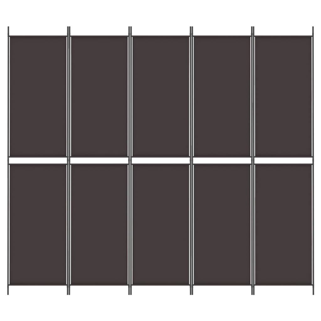 vidaXL 5-Panel Room Divider Brown 98.4"x86.6" Fabric