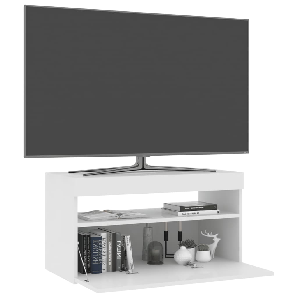 vidaXL TV Stand with LED Lights White 29.5"x13.8"x15.7"
