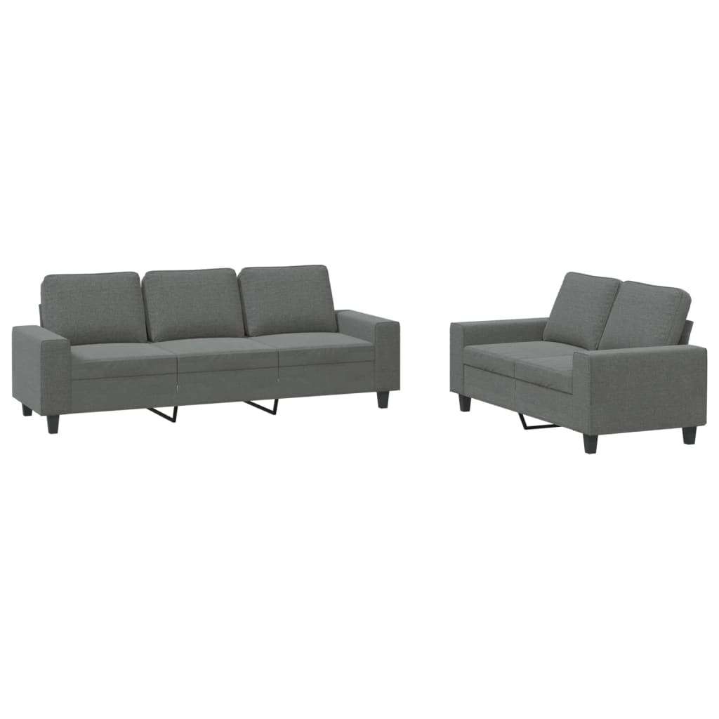 vidaXL 2 Piece Sofa Set Dark Gray Fabric