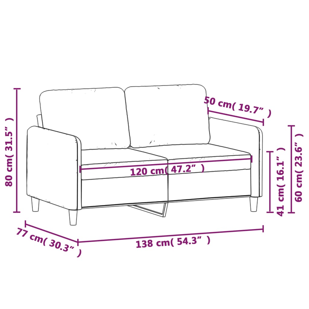 vidaXL 2-Seater Sofa Black 47.2" Velvet