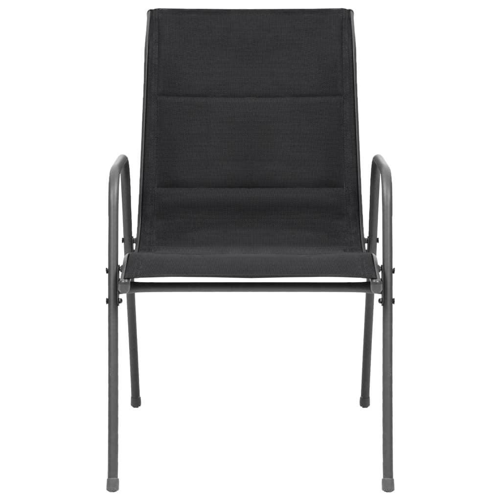 vidaXL Stackable Patio Chairs 2 pcs Steel and Textilene Black