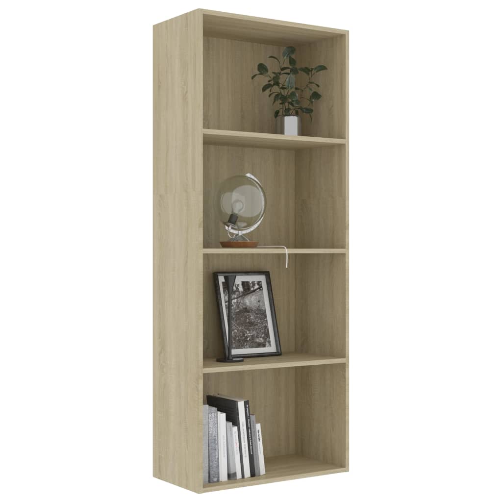vidaXL 4-Tier Book Cabinet Sonoma Oak 23.6"x11.8"x59.6" Chipboard