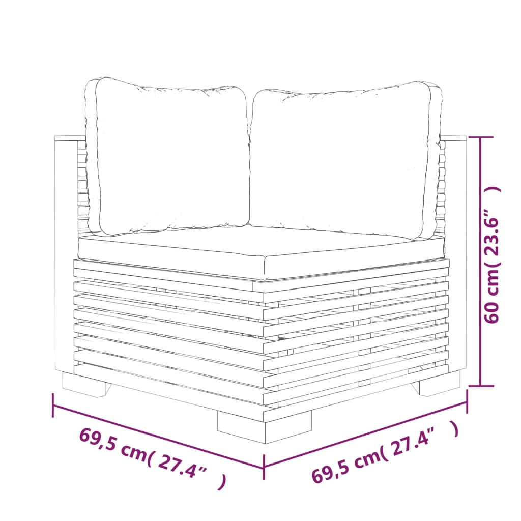 vidaXL 11 Piece Patio Lounge Set with Cushions Solid Wood Teak
