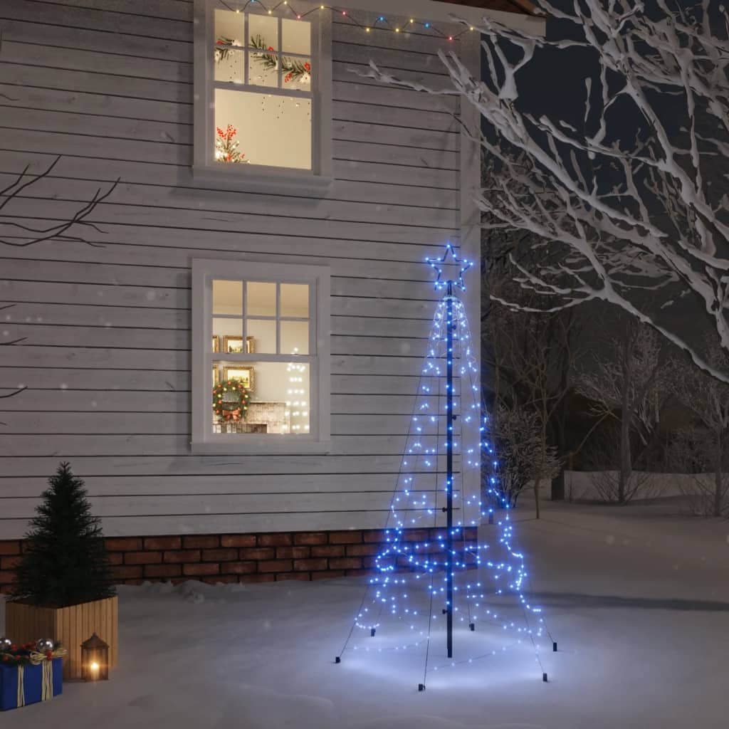 vidaXL Christmas Tree with Spike Blue 200 LEDs 6 ft