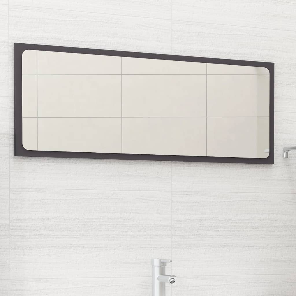 vidaXL Bathroom Mirror Gray 35.4"x0.6"x14.6" Engineered Wood