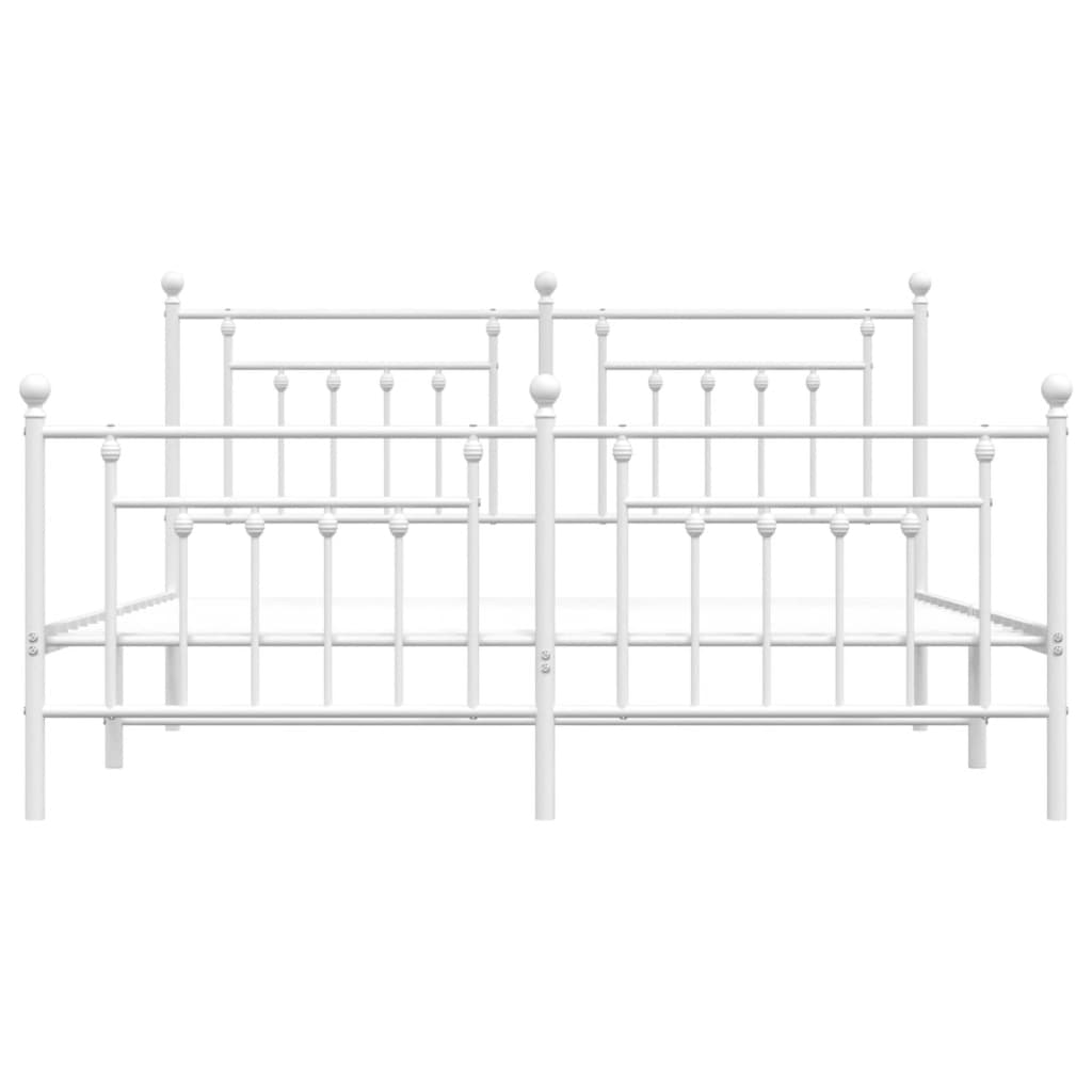 vidaXL Metal Bed Frame with Headboard&Footboard White 72"x83.9" California King