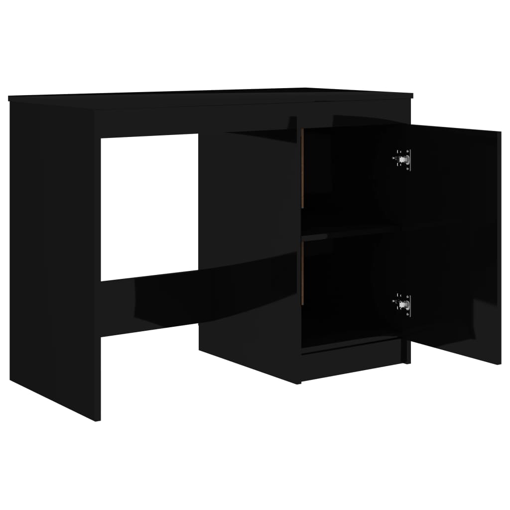 vidaXL Desk High Gloss Black 39.4"x19.7"x29.9" Engineered Wood