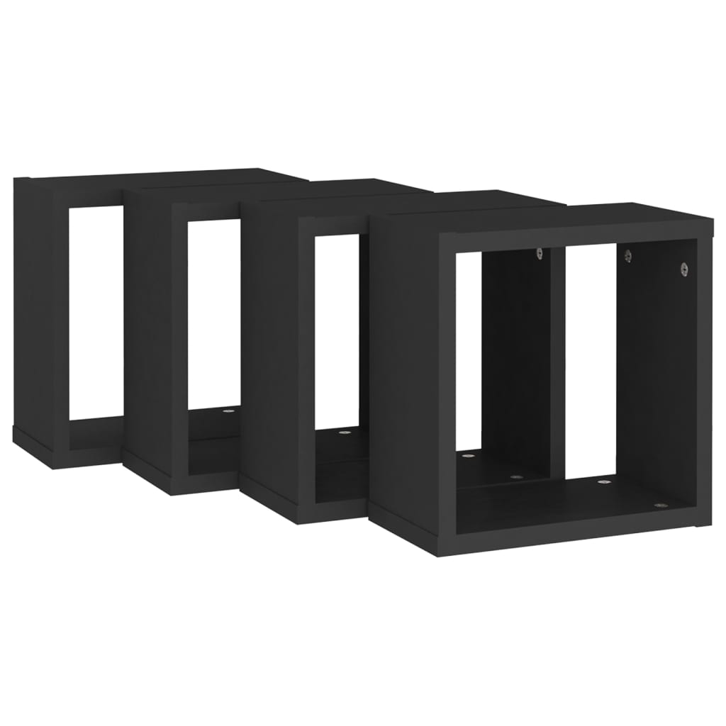 vidaXL Wall Cube Shelves 4 pcs Black 11.8"x5.9"x11.8"