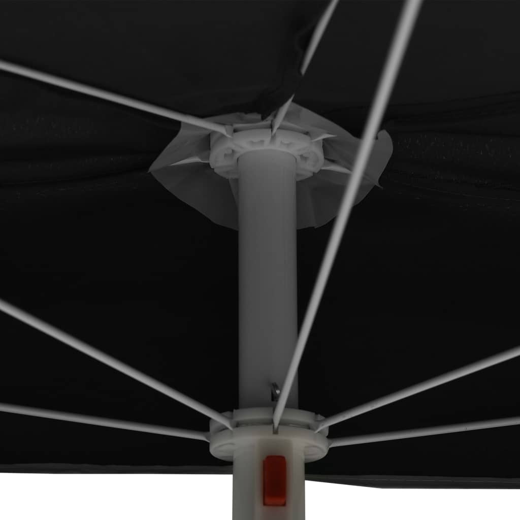 vidaXL Garden Half Parasol with Pole 70.9"x35.4" Black