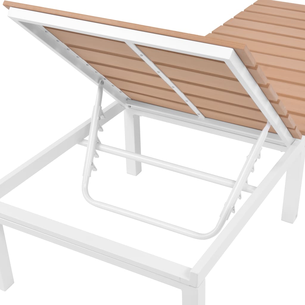 vidaXL Sun Lounger with Table Aluminum WPC and Brown