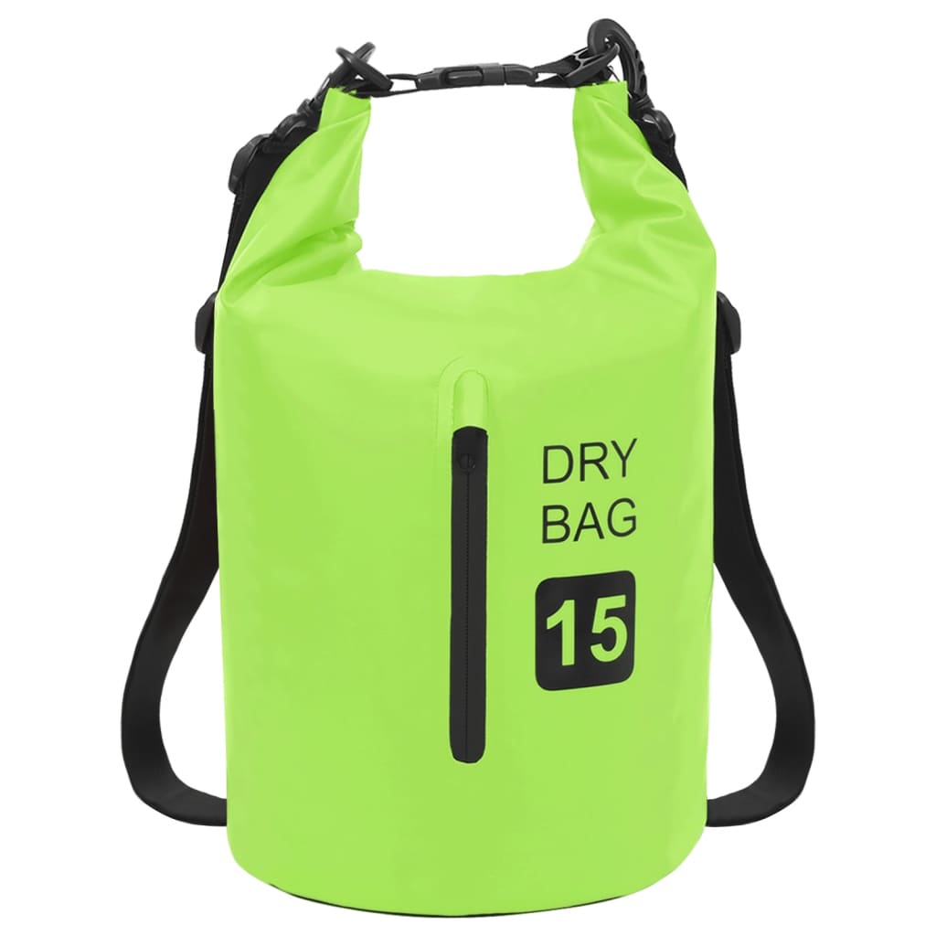 vidaXL Dry Bag with Zipper Green 4 gal PVC