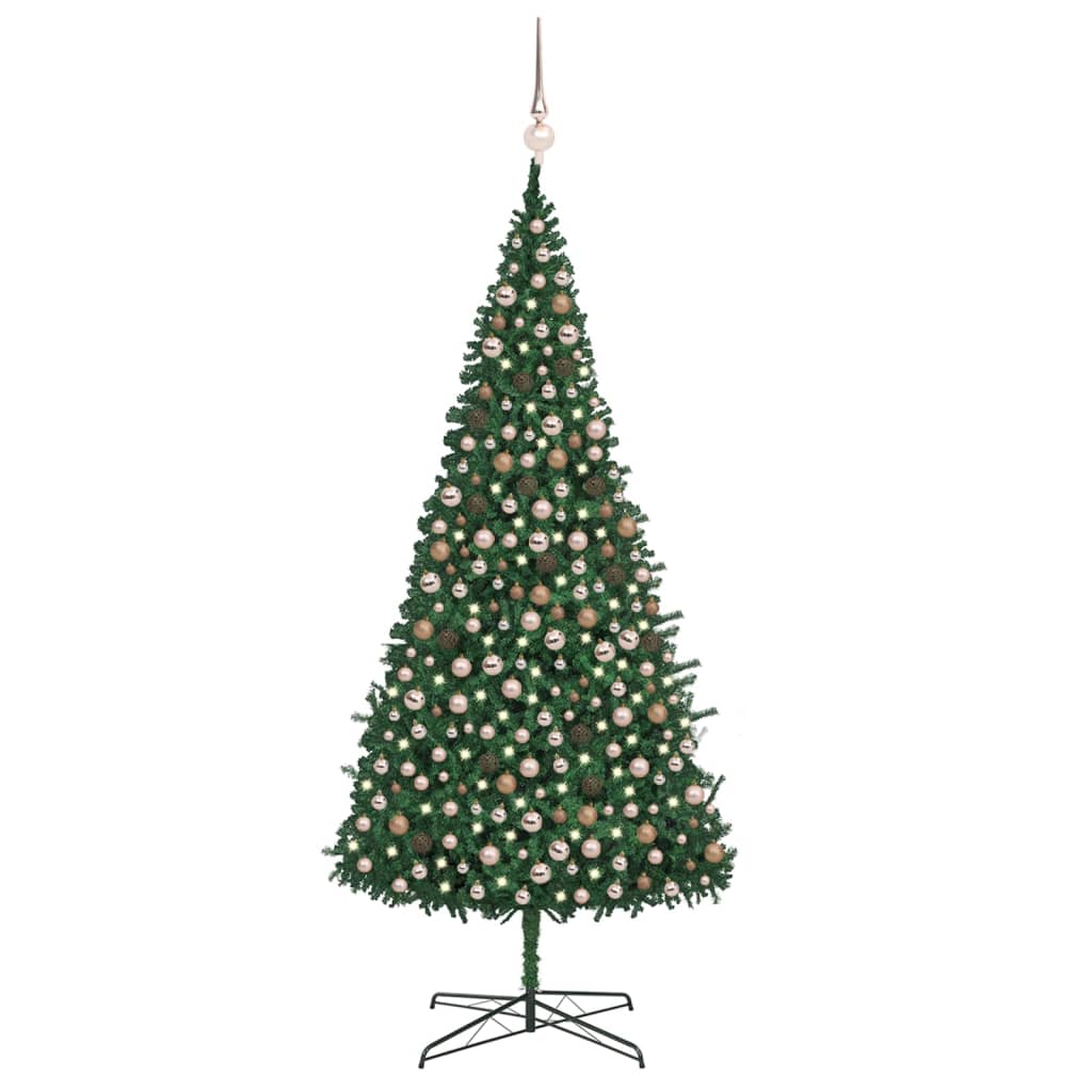 vidaXL Artificial Pre-lit Christmas Tree with Ball Set LEDs 157.5" Green