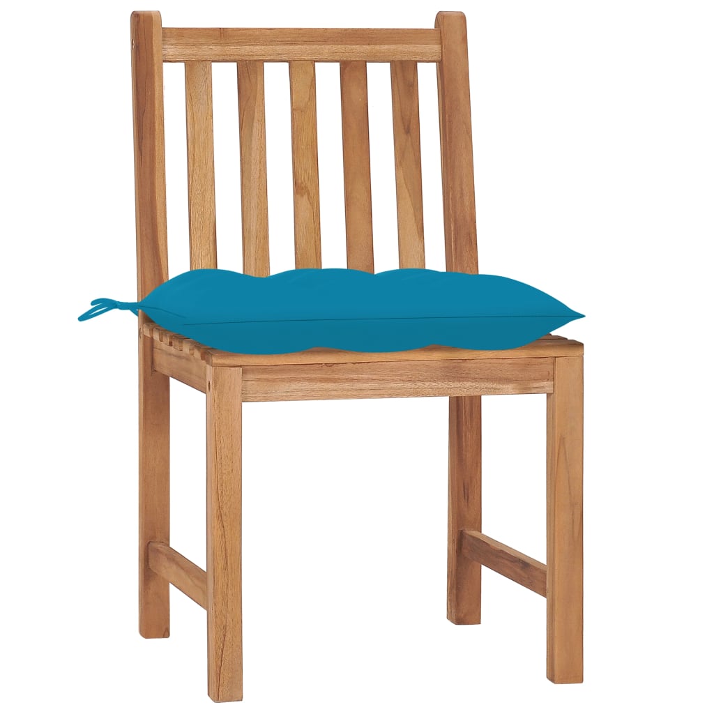 vidaXL Patio Chairs 2 pcs with Cushions Solid Teak Wood