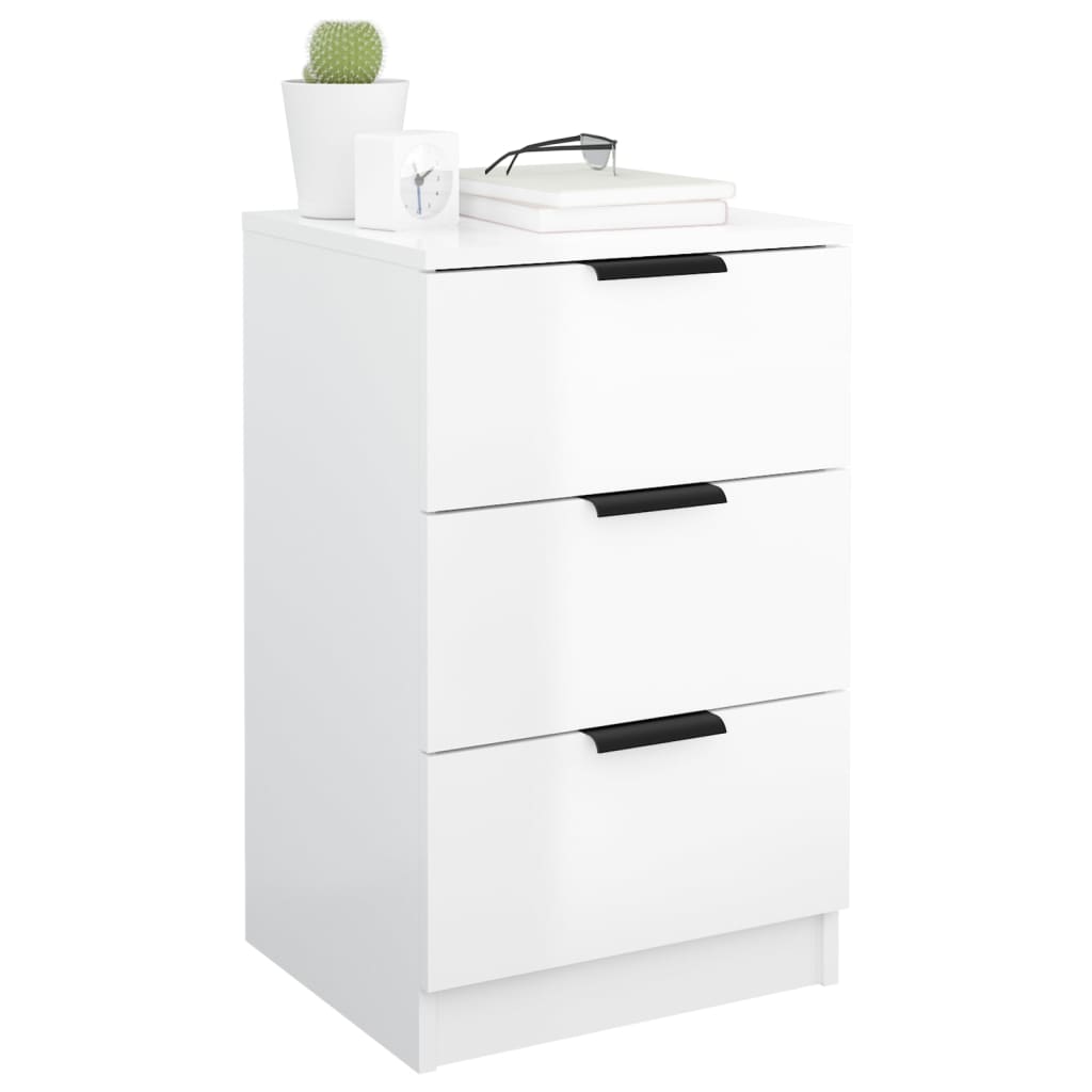 vidaXL Bedside Cabinets 2 pcs 15.7"x14.2"x25.6" High Gloss White