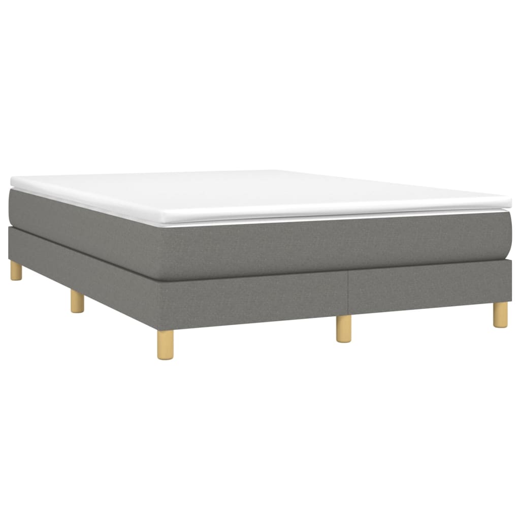 vidaXL Box Spring Bed with Mattress Dark Gray 53.9"x74.8" Full Fabric