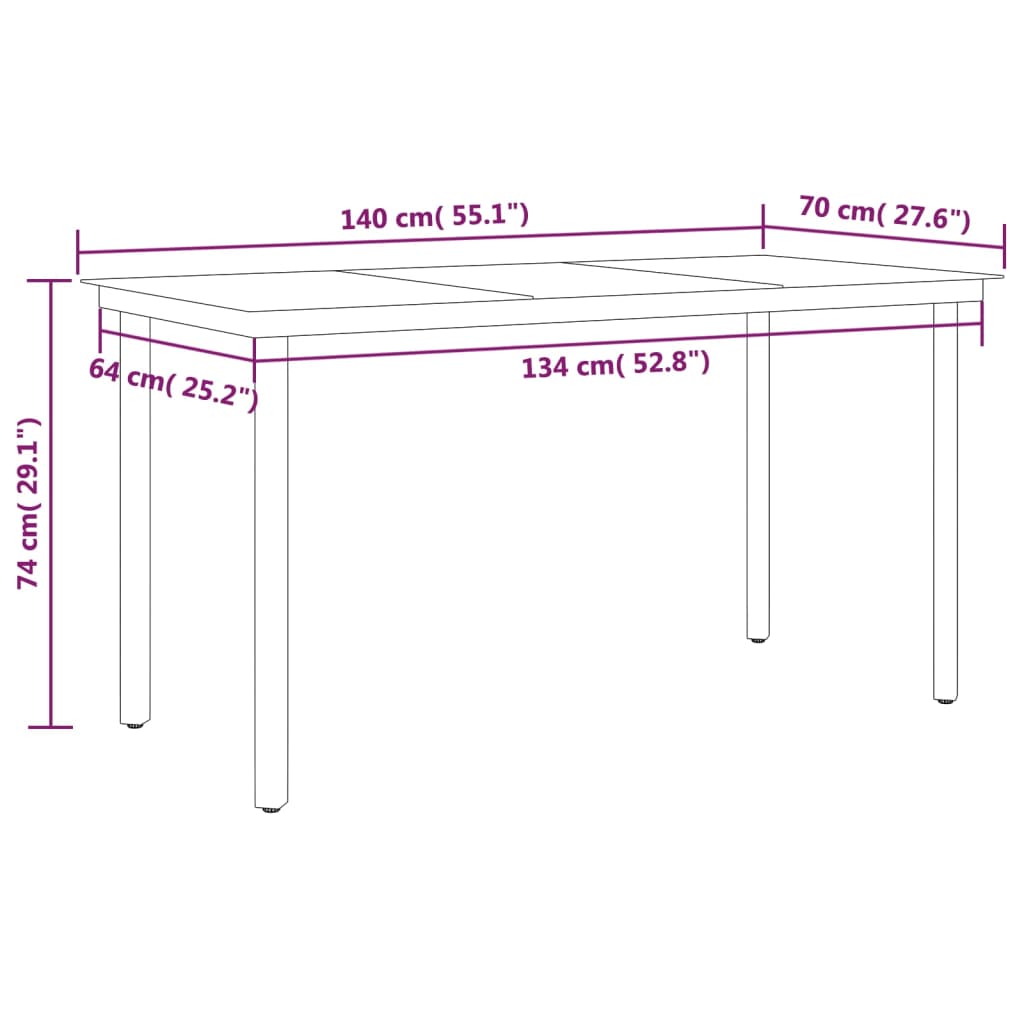 vidaXL 7 Piece Patio Dining Set Black