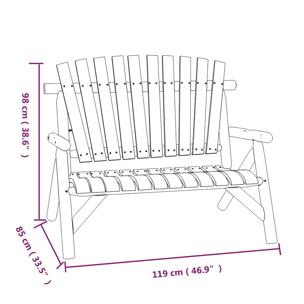 vidaXL 2-Seater Patio Bench 46.9"x33.5"x38.6" Solid Wood Spruce