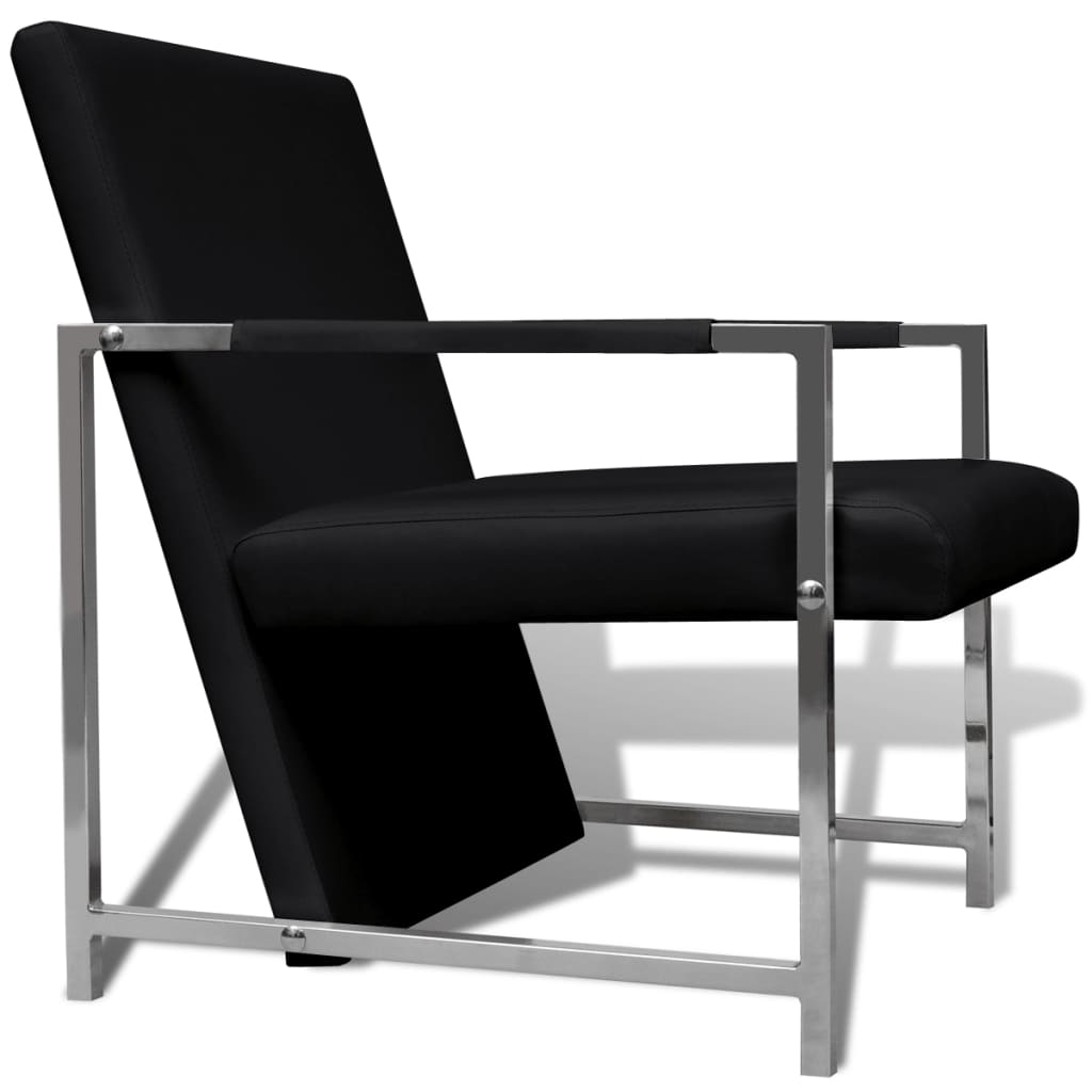 vidaXL Cube Armchair Black Faux Leather