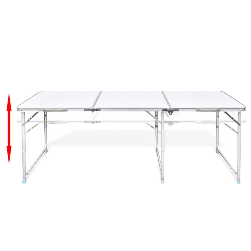 Foldable Camping Table Set with 6 Stools Height Adjustable 70.9"x23.6"