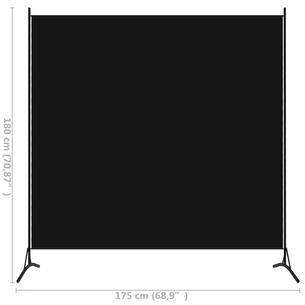 vidaXL Room Divider Black 68.9"x70.9" Fabric